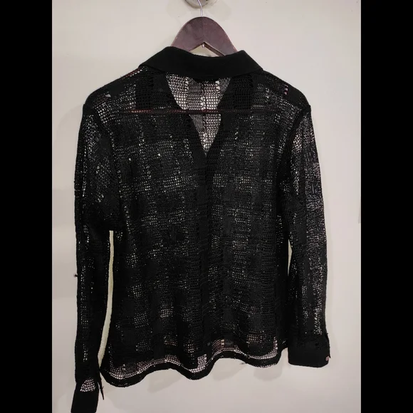 Black Crochet knit Shirt - Picture 8 of 11